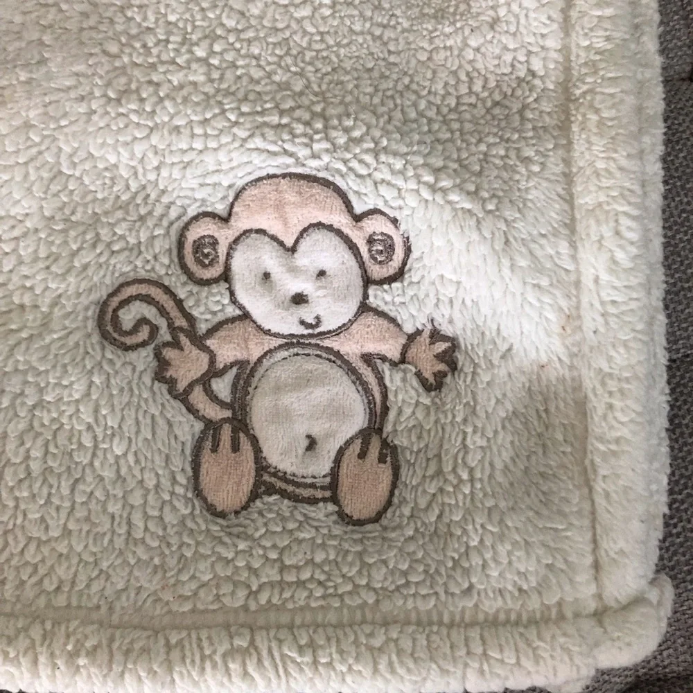 Fleece yellow monkey baby blanket